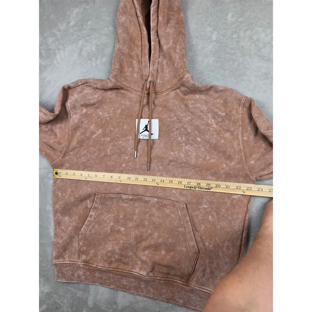 Jordan Essentials Flight Hoodie Mens L Mineral Clay Acid Wash Fleece DR3087-215